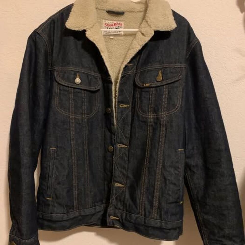 Lee Storm Rider Denim Sherpa lined Trucker Jacket Size Medium